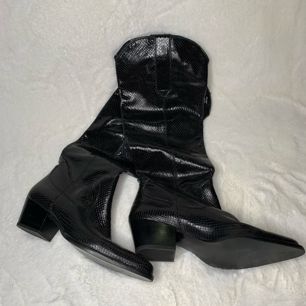 Snake skin print boots